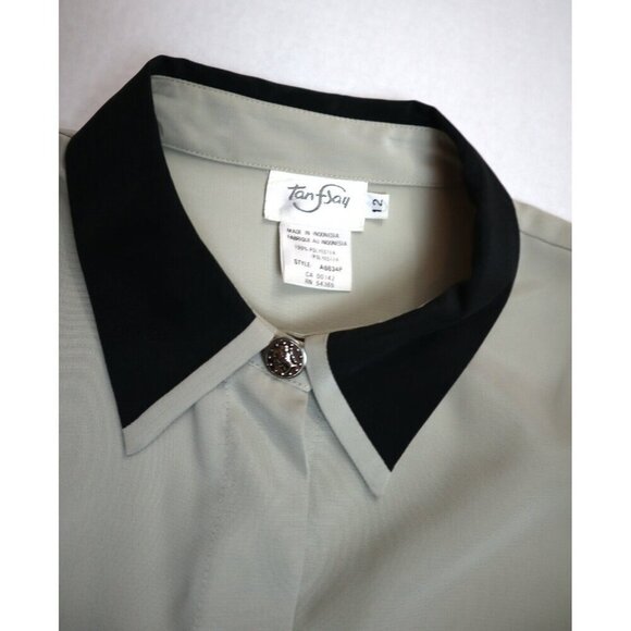 WOMEN'S BEIGE SILKY TEXTURED BLOUSE - TAN JAY - SIZE 12 - Picture 4 of 5